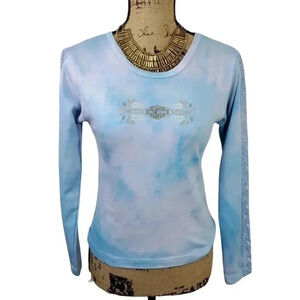 HARLEY Davidson long sleeve lace panel tie dye tee. Size small